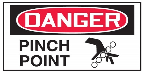 OSHA Danger Equipment Safety Label: Pinch Point - Latex, Supported